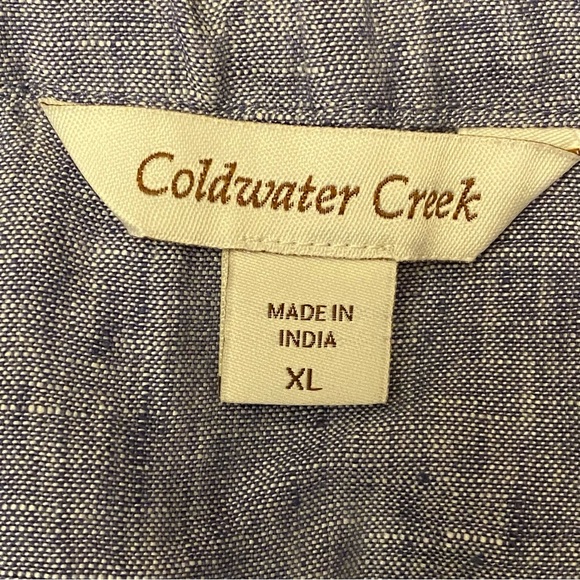 Coldwater Creek Linen  Chambray Skirt Size Extra Large pockets - Picture 7 of 10